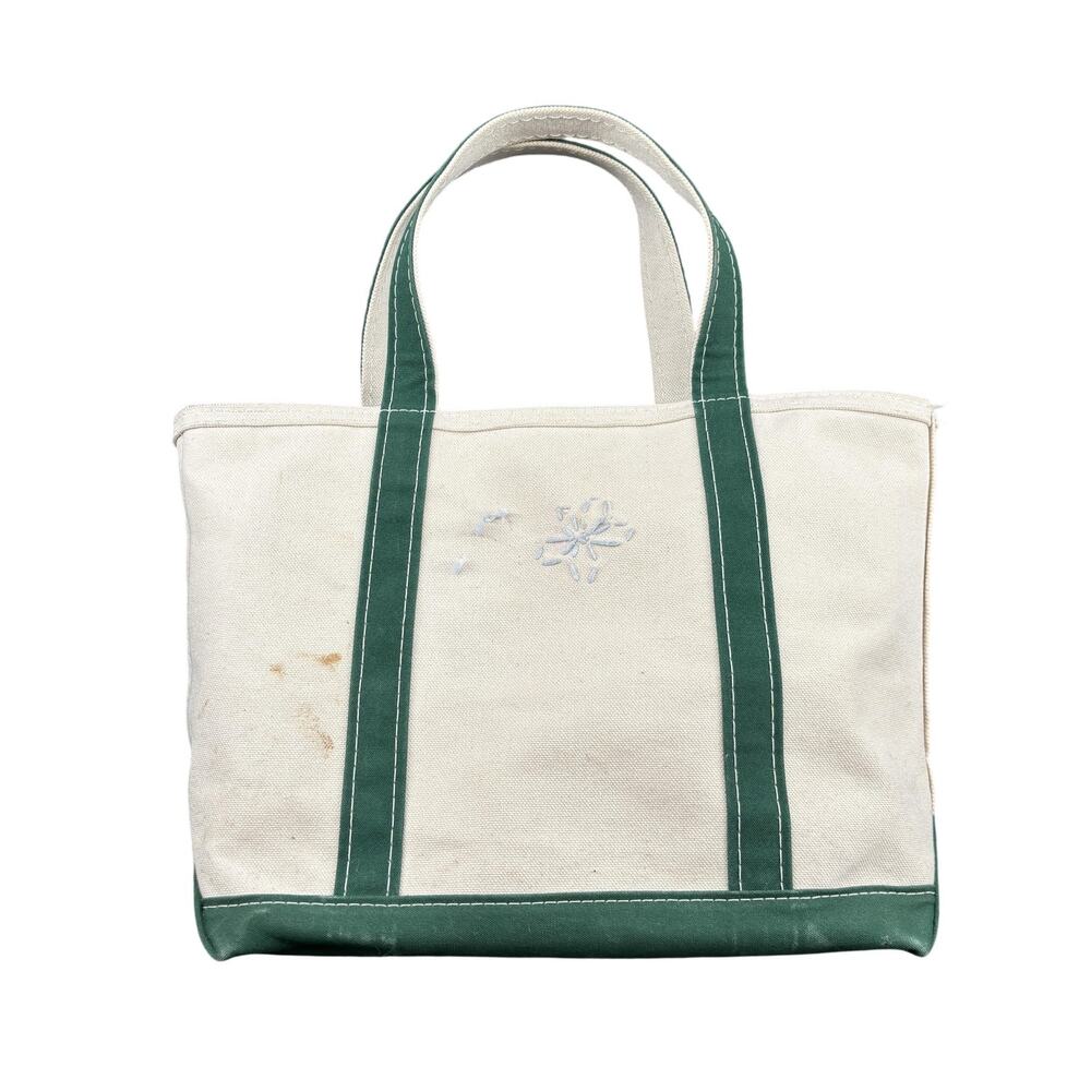 Vintage 90s LL Bean Boat and Tote Canvas Bag Beach Grocery 11x17 Green
